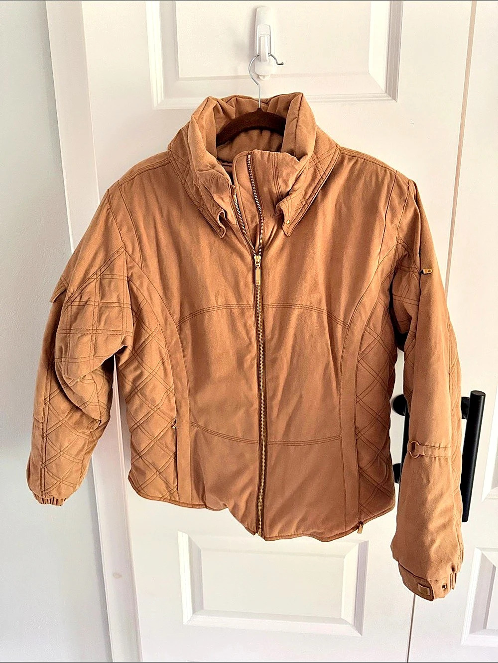 NILS Quilted Utility Jacket in Brown Size 12